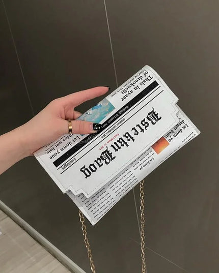 Women's Newspaper Messenger Bag | Shoulder Bag Personality Fashion Small Square Bag