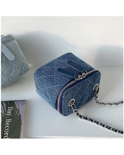 Mini Denim Crossbody Bags for Women | Lingge Chains Shoulder Bag & Fashion Brands Box Bag (Lipstick Coins Purses & Handbags)