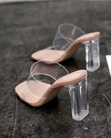 Summer Women Pumps Sandals PVC Jelly Slippers Open Toe High Heels Women Transparent Perspex Slippers Shoes Heel Clear Sandals