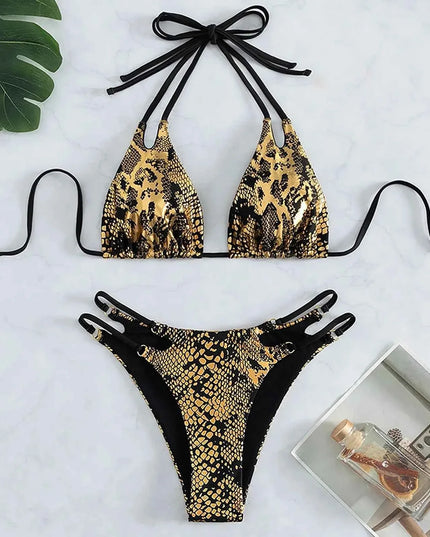 Sleek Serpent: Chic Push-Up Bikini Set