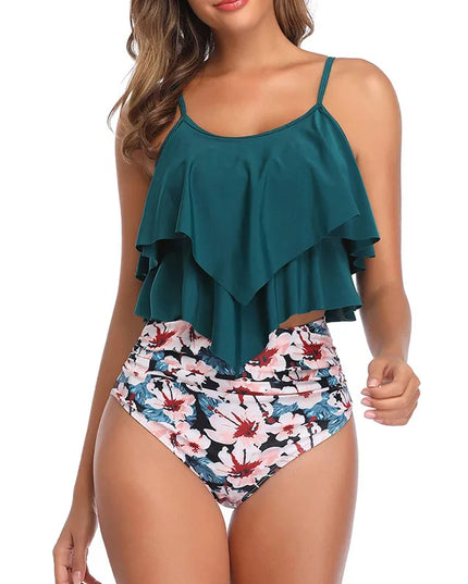 RuffleWave: Chic High Waist Bikini & Tankini Set