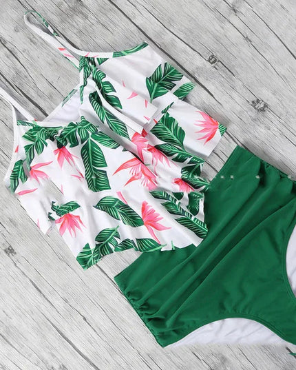 RuffleWave: Chic High Waist Bikini & Tankini Set