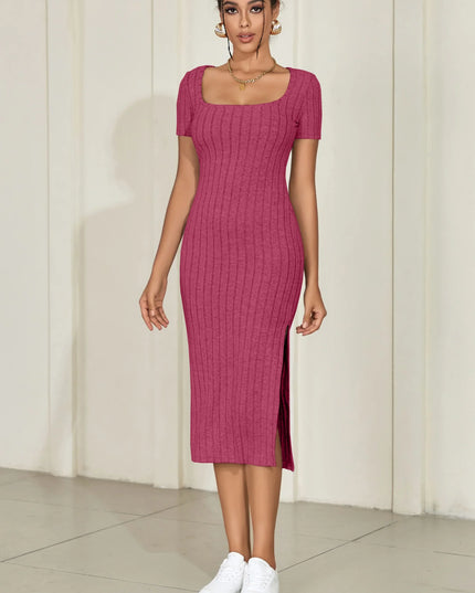 Lauren Short Sleeve Knit Midi Dress