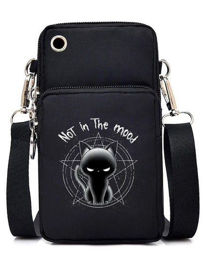 Women's Handbags Black Explosive Coffee Cat Messenger Bags | Female Cartoon Shoulder Bag Purse (Fashion Mobile Phone Crossbody Bags)