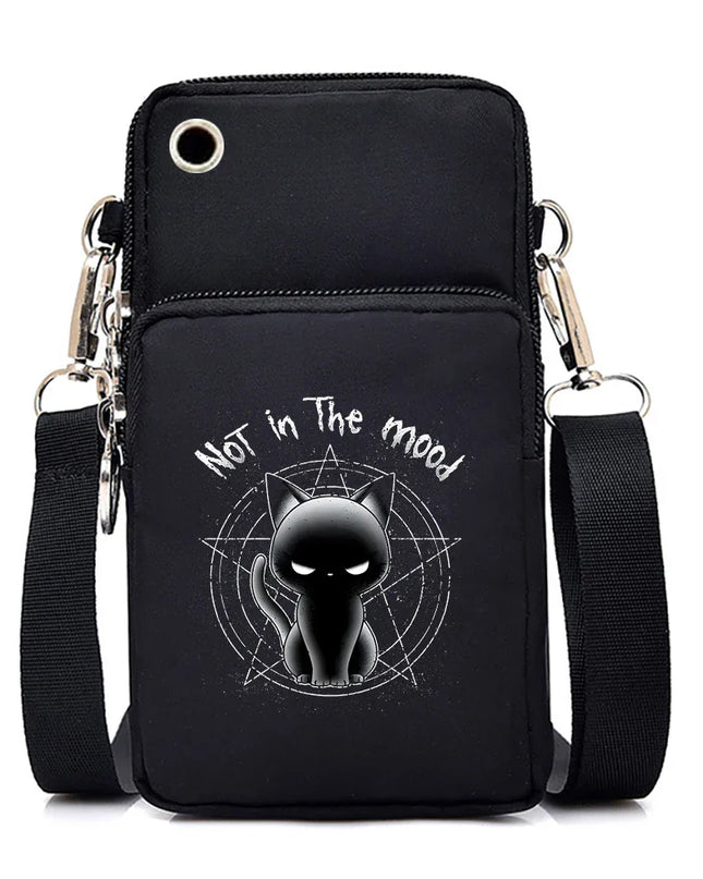 Women's Handbags Black Explosive Coffee Cat Messenger Bags | Female Cartoon Shoulder Bag Purse (Fashion Mobile Phone Crossbody Bags)