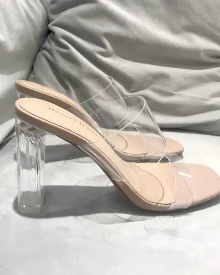 Summer Women Pumps Sandals PVC Jelly Slippers Open Toe High Heels Women Transparent Perspex Slippers Shoes Heel Clear Sandals