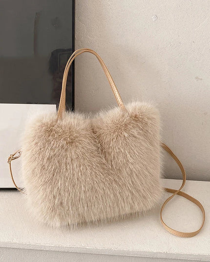 Faux Fur Tote Bag: Plush Luxury Winter Shoulder & Crossbody Bag for Women - Stylish & Soft Bolsa Feminina