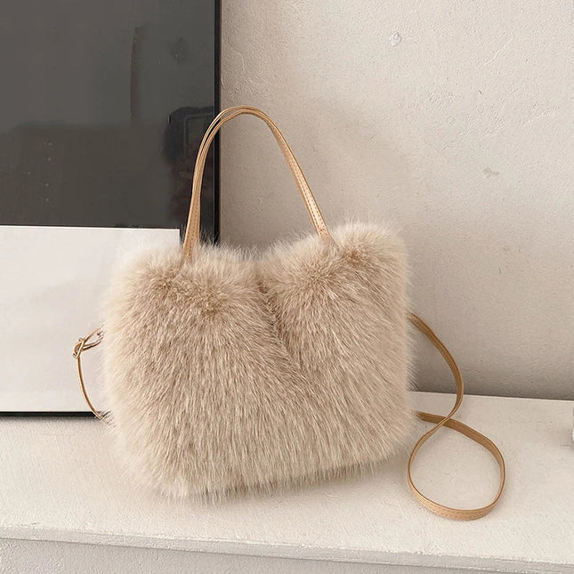 Faux Fur Tote Bag: Plush Luxury Winter Shoulder & Crossbody Bag for Women - Stylish & Soft Bolsa Feminina