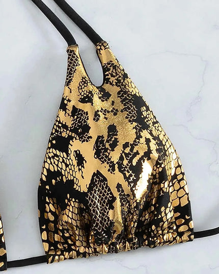 Sleek Serpent: Chic Push-Up Bikini Set