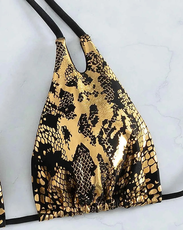 Sleek Serpent: Chic Push-Up Bikini Set