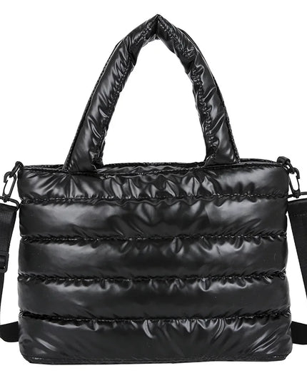 New Puffer Tote Bag for Women | Quilted Puffy Handbag & Lightweight Down Cotton Padded Shoulder & Crossbody Bag