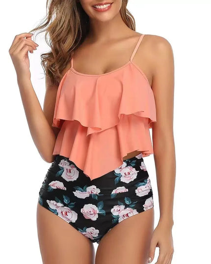 RuffleWave: Chic High Waist Bikini & Tankini Set