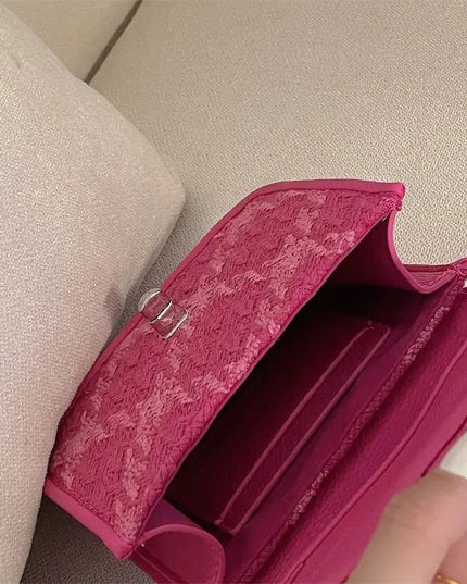 Rose Pink Women Lock Shoulder Bags Luxury Plaid Ladies Small Square Crossbody Bag Fashion Design Female Clutch Purse Handbags