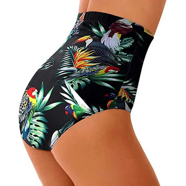 Floral High-Waist Bikini Shorts - Plus Size Swimwear