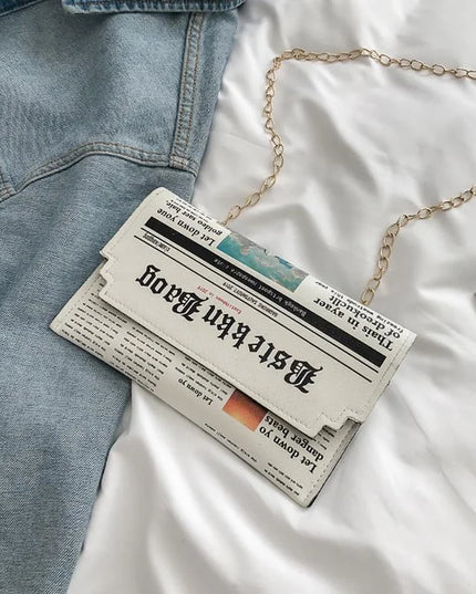 Women's Newspaper Messenger Bag | Shoulder Bag Personality Fashion Small Square Bag