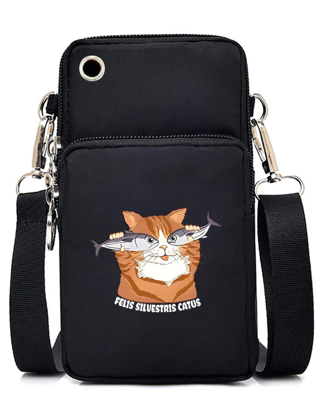 Women's Handbags Black Explosive Coffee Cat Messenger Bags | Female Cartoon Shoulder Bag Purse (Fashion Mobile Phone Crossbody Bags)