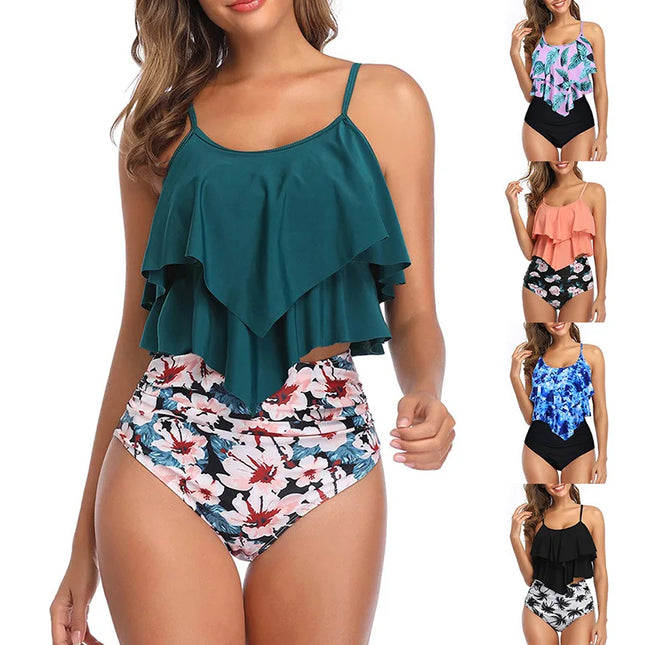 RuffleWave: Chic High Waist Bikini & Tankini Set