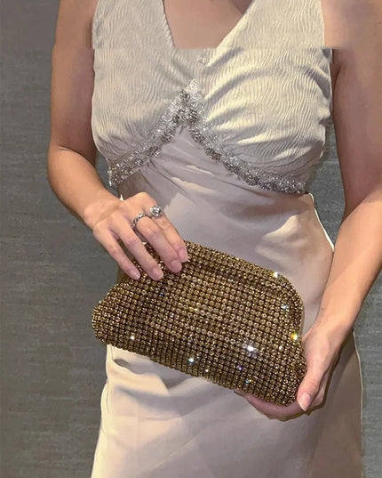 Luxury Glitter Cloud Bag Women's Handbag | Crystal Shiny Rhinestones Diamond Evening Bag (Wedding Party Clutch Purse Shoulder Bag)