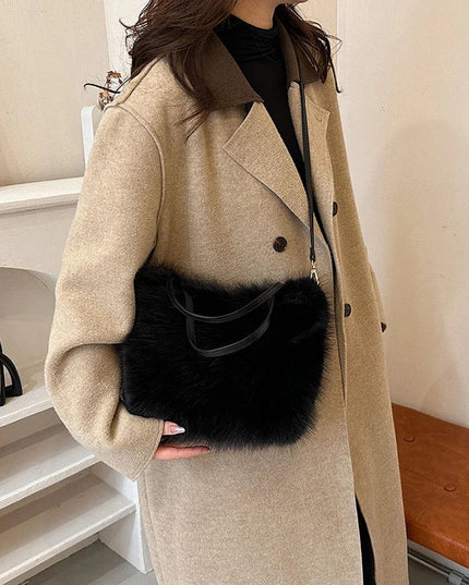 Faux Fur Tote Bag: Black Winter Shoulder/Crossbody Bag for Women - Plush, Luxury Fashion Accessory