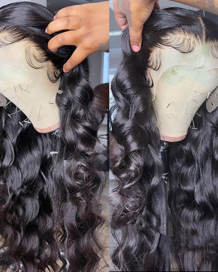 Body Wave Lace Frontal Wig Brazilian Transparent 13x4 Lace Front Human Hair Wigs For Black Women Loose Water Wavy Wig PrePlucked