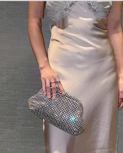 Luxury Glitter Cloud Bag Women's Handbag | Crystal Shiny Rhinestones Diamond Evening Bag (Wedding Party Clutch Purse Shoulder Bag)