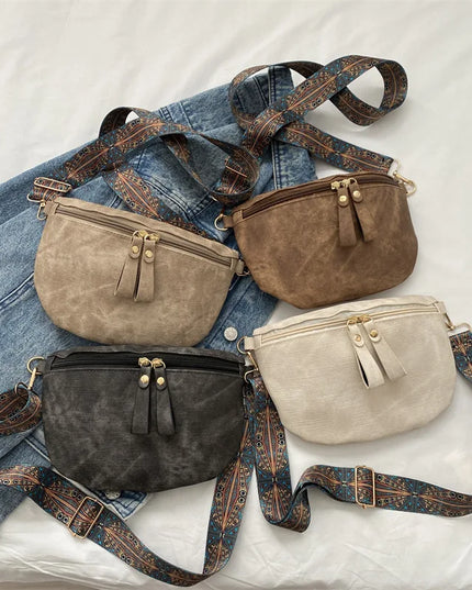 Hobo Bag Set: Chest, Waist & Fanny Packs | Women's PU Leather Bags with Wide Straps, Solid Color