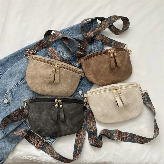 Hobo Bag Set: Chest, Waist & Fanny Packs | Women's PU Leather Bags with Wide Straps, Solid Color