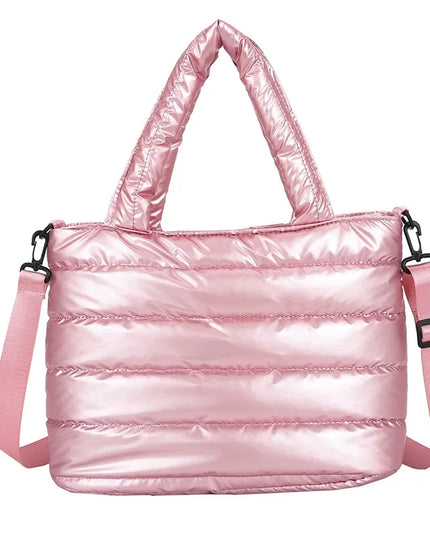 New Puffer Tote Bag for Women | Quilted Puffy Handbag & Lightweight Down Cotton Padded Shoulder & Crossbody Bag