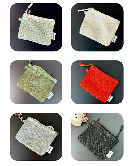 Six mesh coin purses: green, cream, orange, silver, black, and two-toned green. Multi-purpose mini bags with double zippers.