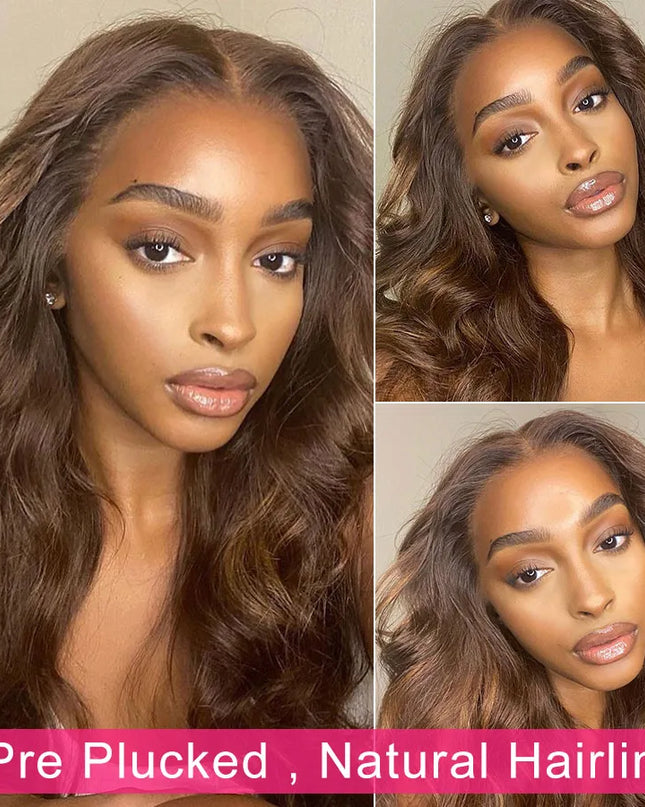 HD 13x4 Chocolate Brown Lace Front Human Hair Wigs For Women Body Wave Transparent 360 Full Lace Frontal Wigs On Clearance Sale