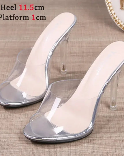 Women Slippers Crystal Platform Sandals Outdoors Elegant Super High Heels Pumps Sexy Female PVC Summer Transparent Party Shoes