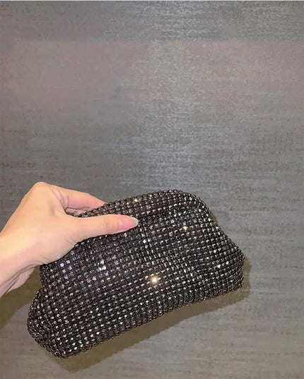 Luxury Glitter Cloud Bag Women's Handbag | Crystal Shiny Rhinestones Diamond Evening Bag (Wedding Party Clutch Purse Shoulder Bag)