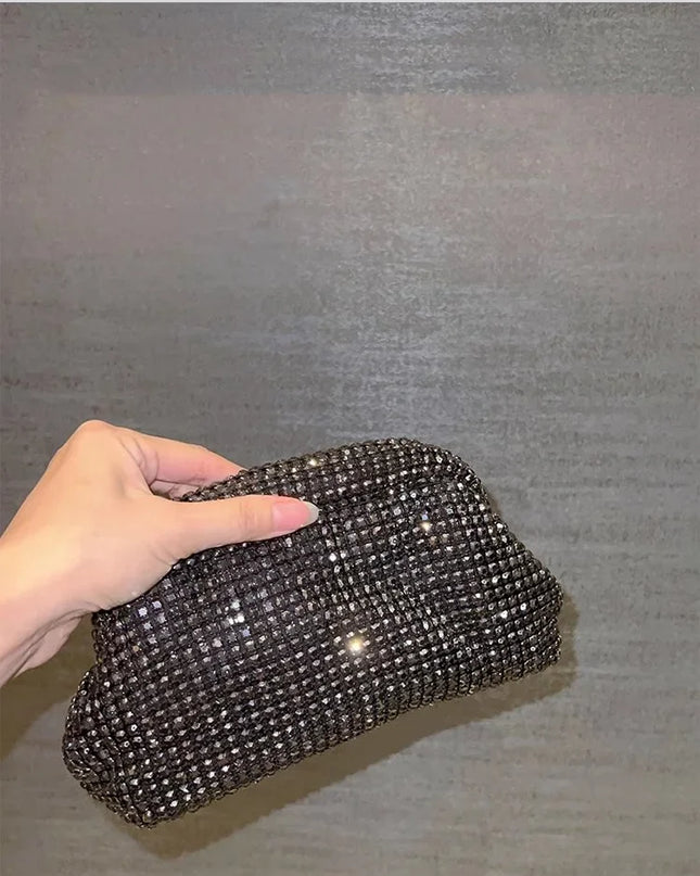 Luxury Glitter Cloud Bag Women's Handbag | Crystal Shiny Rhinestones Diamond Evening Bag (Wedding Party Clutch Purse Shoulder Bag)