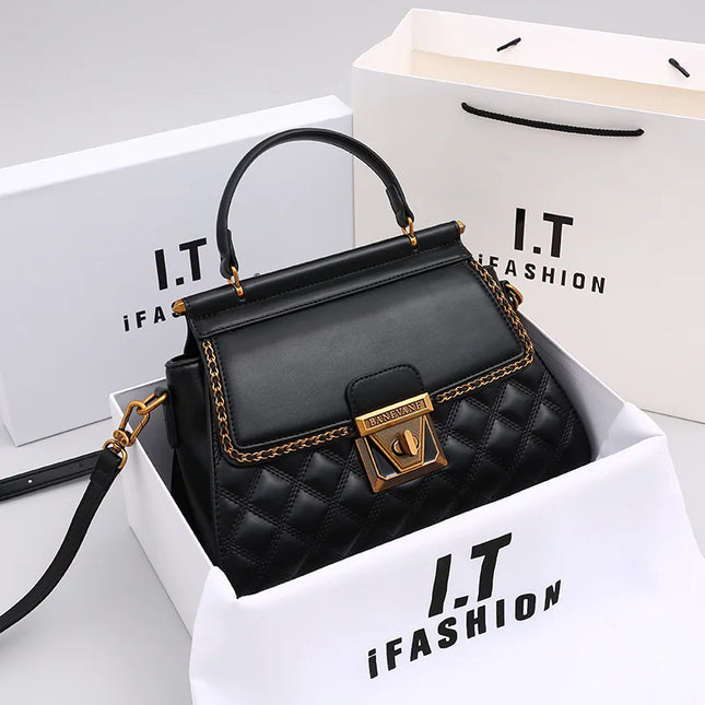 Women's Handbag New Autumn & Winter | High-End Light Luxury Diamond Grid Small Square Bag (Shoulder & Crossbody)