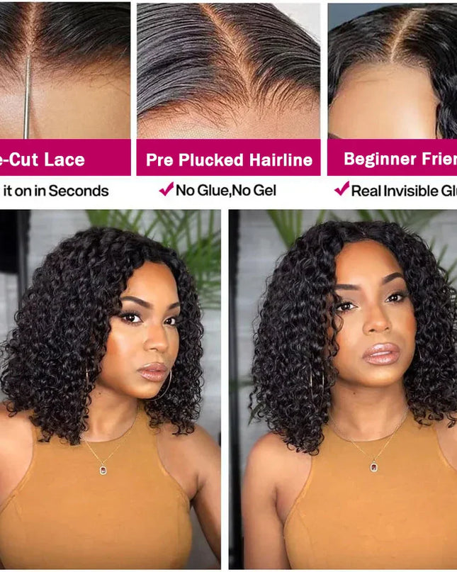 Jerry Curly Short Bob Wigs 13x6 Lace Frontal Human Hair Wigs 5x5 Glueless Wigs Lace Closure Transparent 13x4 Lace Font Wigs