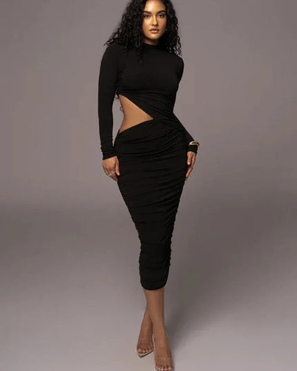 Just Dreamy Long Sleeve Cut Out MIDI Dress