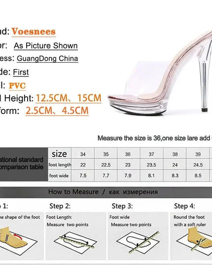 Women Slippers Crystal Platform Sandals Outdoors Elegant Super High Heels Pumps Sexy Female PVC Summer Transparent Party Shoes