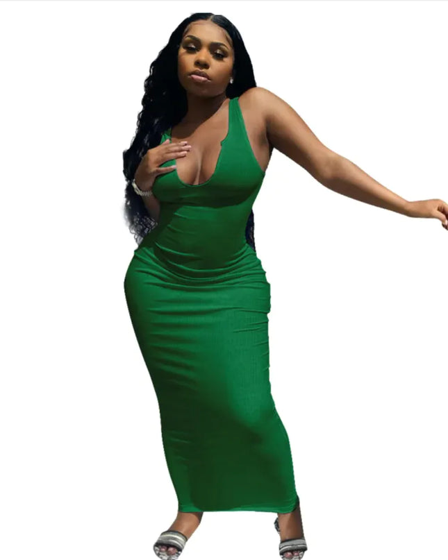 Deep V-Neck Camisole Maxi Dress