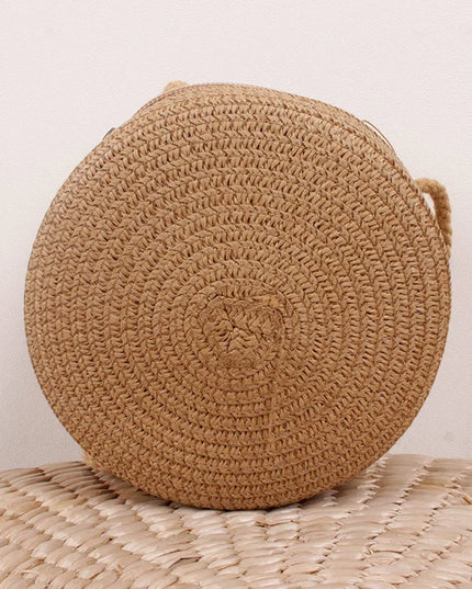 Summer Woven Straw Crossbody Bag for Women | Fashion Round Handmade Rattan Beach Small Handbag (Travel Female Shoulder Bag)
