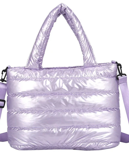 New Puffer Tote Bag for Women | Quilted Puffy Handbag & Lightweight Down Cotton Padded Shoulder & Crossbody Bag