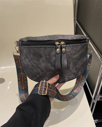 Stylish Hobo Solid Color Satchel | Luxury Designer Chest Bag & Women's PU Leather Waist Bags (Wide Strap Fashion Fanny Shoulder Pack)
