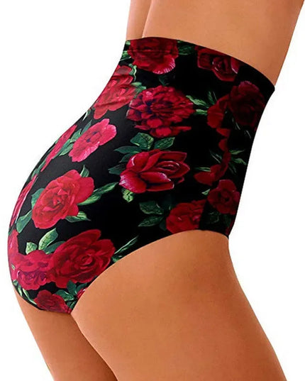 Floral High-Waist Bikini Shorts - Plus Size Swimwear