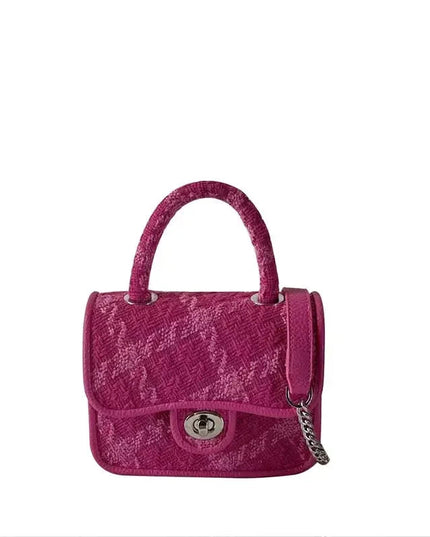 Rose Pink Women Lock Shoulder Bags Luxury Plaid Ladies Small Square Crossbody Bag Fashion Design Female Clutch Purse Handbags