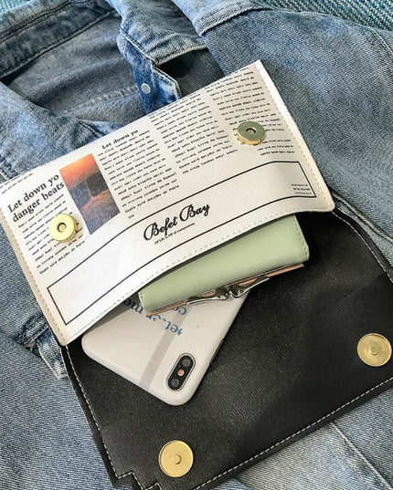 Women's Newspaper Messenger Bag | Shoulder Bag Personality Fashion Small Square Bag