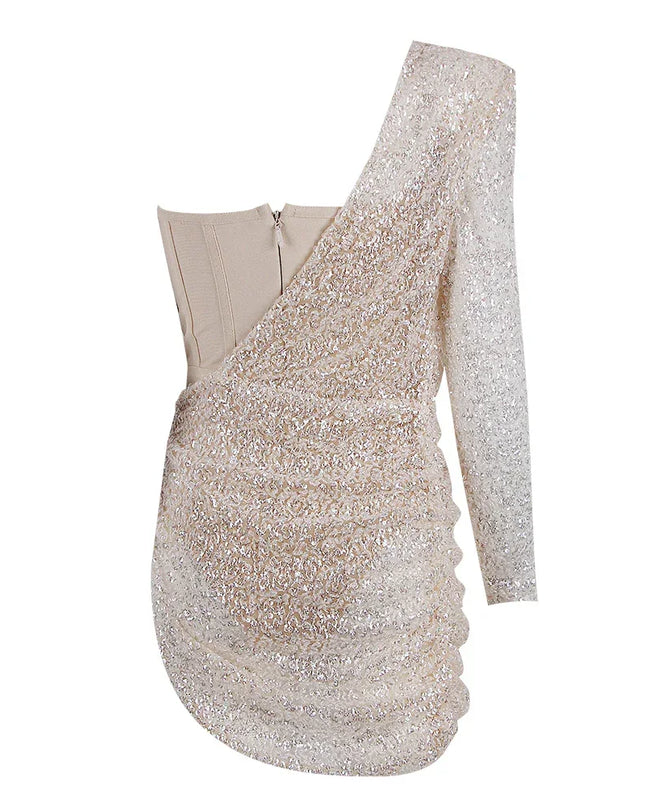 Goddess Sequin One Shoulder Mini Dresses