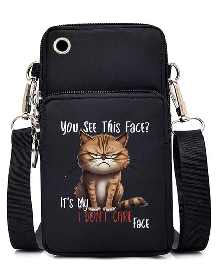 Women's Handbags Black Explosive Coffee Cat Messenger Bags | Female Cartoon Shoulder Bag Purse (Fashion Mobile Phone Crossbody Bags)