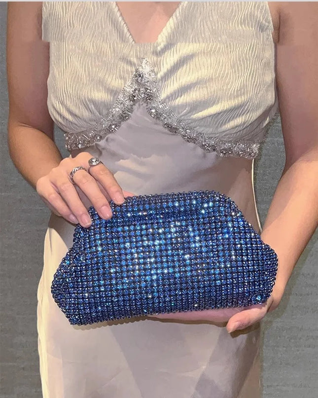 Luxury Glitter Cloud Bag Women's Handbag | Crystal Shiny Rhinestones Diamond Evening Bag (Wedding Party Clutch Purse Shoulder Bag)