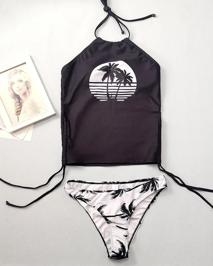 GlamWave: Women's Tied Halter Tankini Set