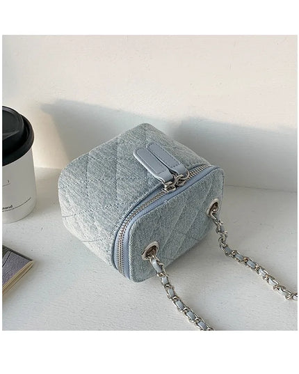 Mini Denim Crossbody Bags for Women | Lingge Chains Shoulder Bag & Fashion Brands Box Bag (Lipstick Coins Purses & Handbags)