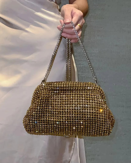 Luxury Glitter Cloud Bag Women's Handbag | Crystal Shiny Rhinestones Diamond Evening Bag (Wedding Party Clutch Purse Shoulder Bag)